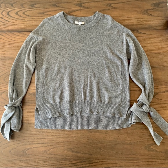 Madewell Sweaters - Madewell Gray Tie Sleeve Crew Neck Sweater Size S